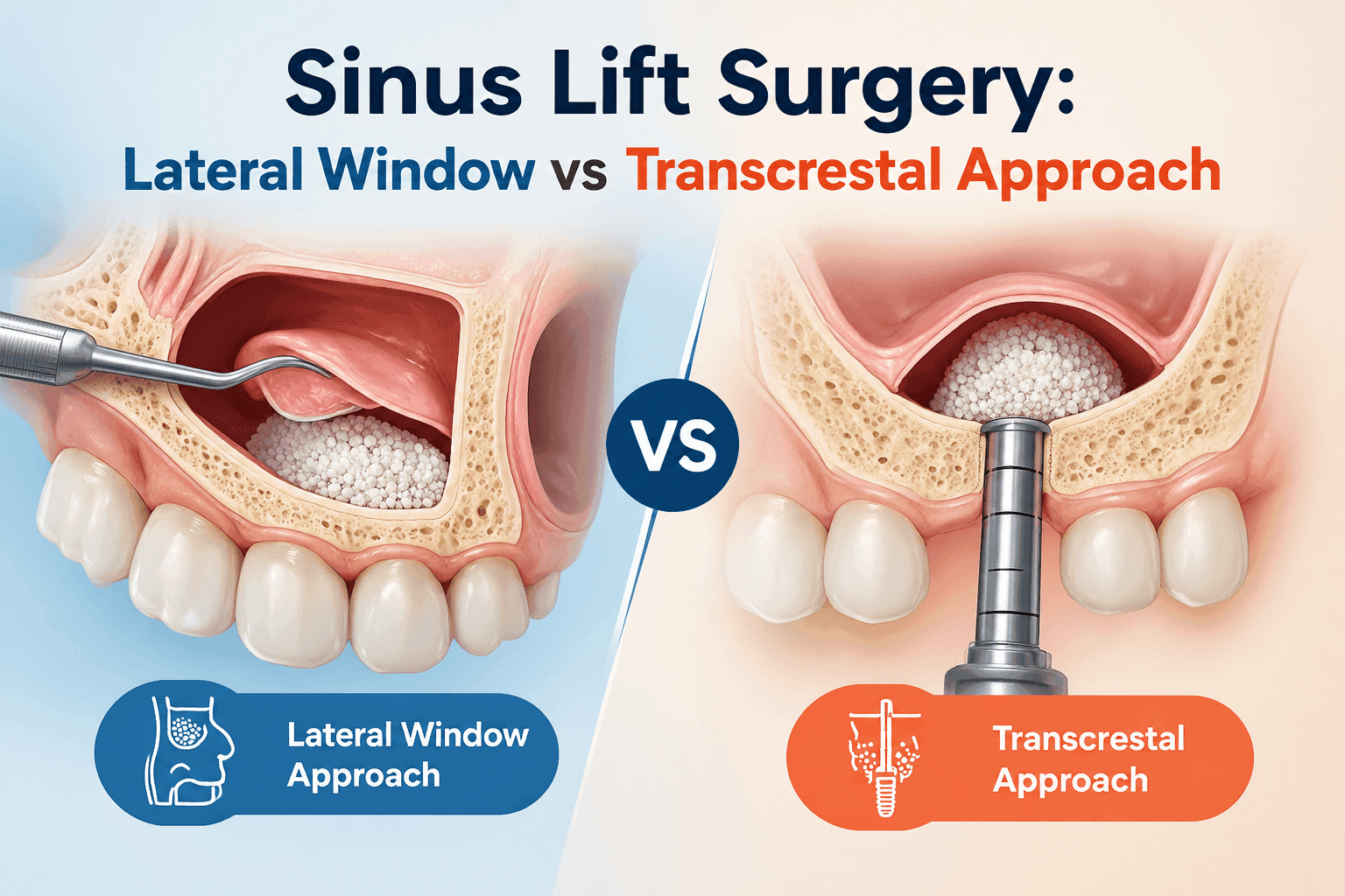 Sinus Lift Surgery: Lateral Window vs Transcrestal Approach