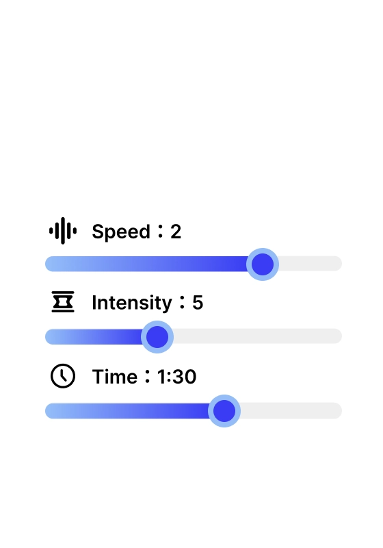 Triple control: 5 speeds × 5 strengths × custom time